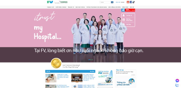 Giao diện trang web chính thức của bệnh viện Pháp Việt