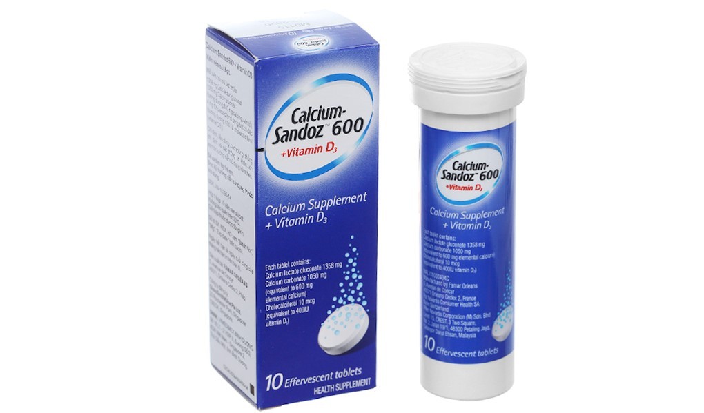 Viên nén sủi bọt Calcium Sandoz 600 là sản phẩm của Công ty Farma Orléans (Pháp)