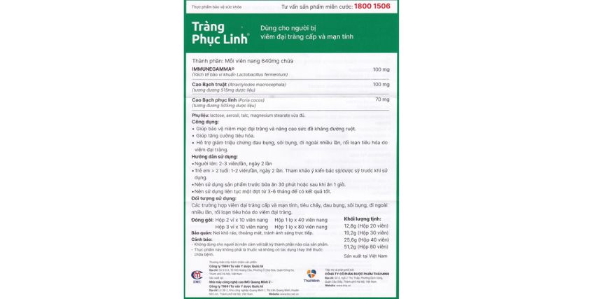 Tờ HDSD TPBVSK Tràng Phục Linh