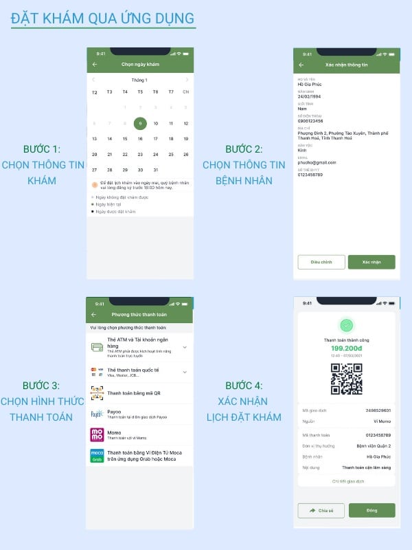 4 bước đặt khám qua ứng dụng Bệnh viện Lê Văn Thịnh