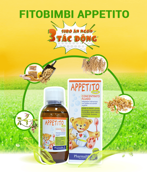 Siro ăn ngon cho bé Fitobimbi Appetito giúp cải thiện tình trạng biết ăn, tăng cường hỗ trợ chức năng hệ tiêu hóa của trẻ một cách hiệu quả