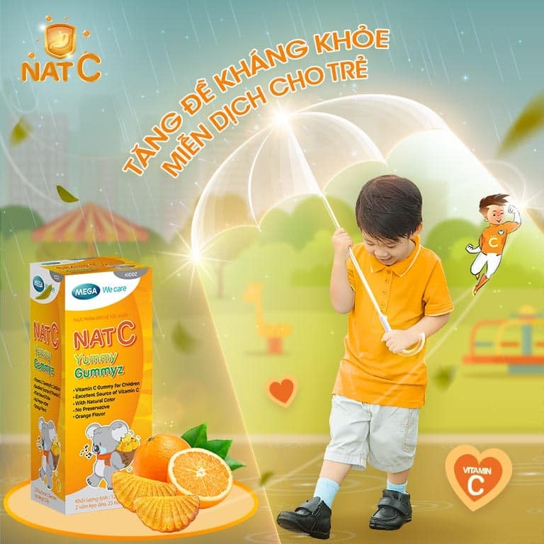 Vitamin C dành cho trẻ em dưới dạng kẹo kẻo Nat Yummy Gummyz