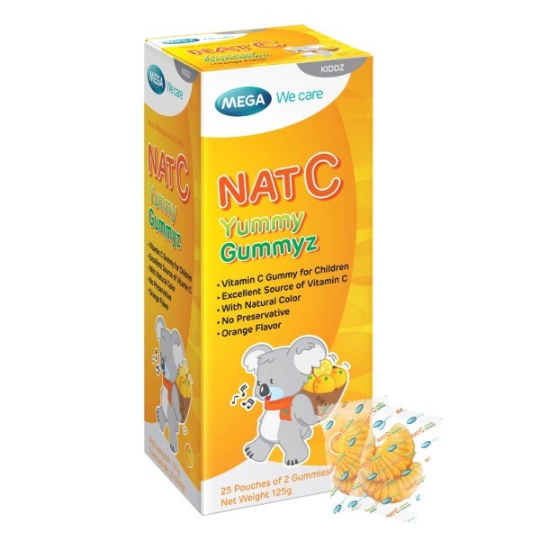 Vitamin C dành cho trẻ em dưới dạng kẹo kẻo Nat Yummy Gummyz