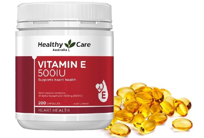 Viên uống Vitamin E Healthy Care thuộc dạng viên nang mềm, trong suốt