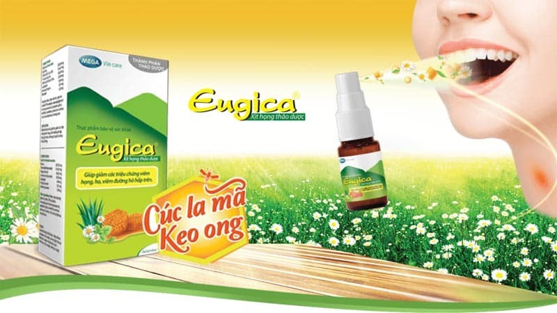 Xịt họng Eugica với chiết xuất chính từ mật ong và cúc la mã cùng các thảo dược khác