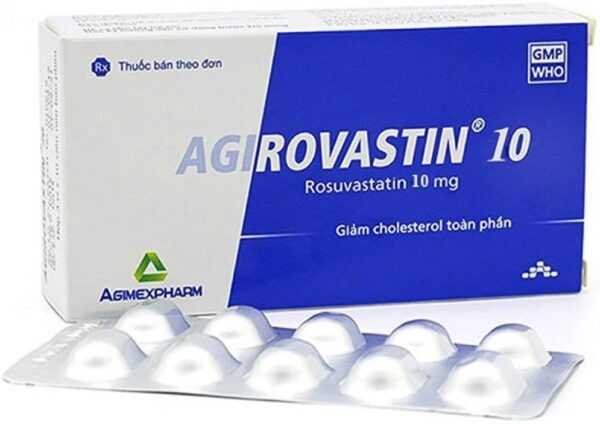 Thuốc Agirovastin 10 có thành phần là rosuvastatin, điều trị các trình trạng rối loạn lipid máu