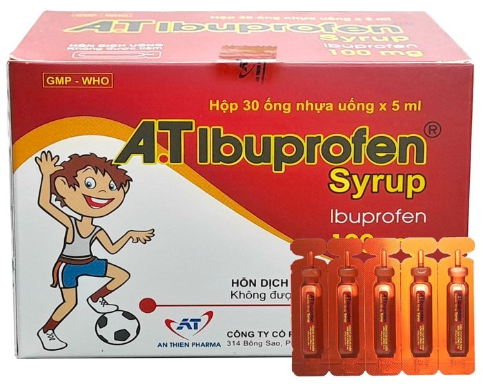 A.t Ibuprofen Syrup là thuốc dạng hỗn dịch dành cho trẻ em trên 3 tháng tuổi (hoặc trên 5kg)