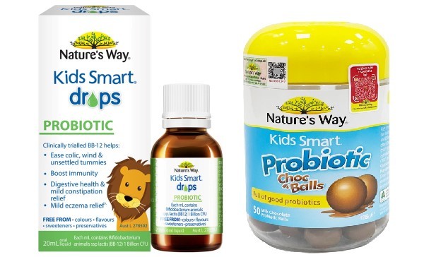 Nature's Way Kids Smart Drops Probiotic và Kids Smart Probiotic Choc Balls là những sản phẩm đến từ Úc