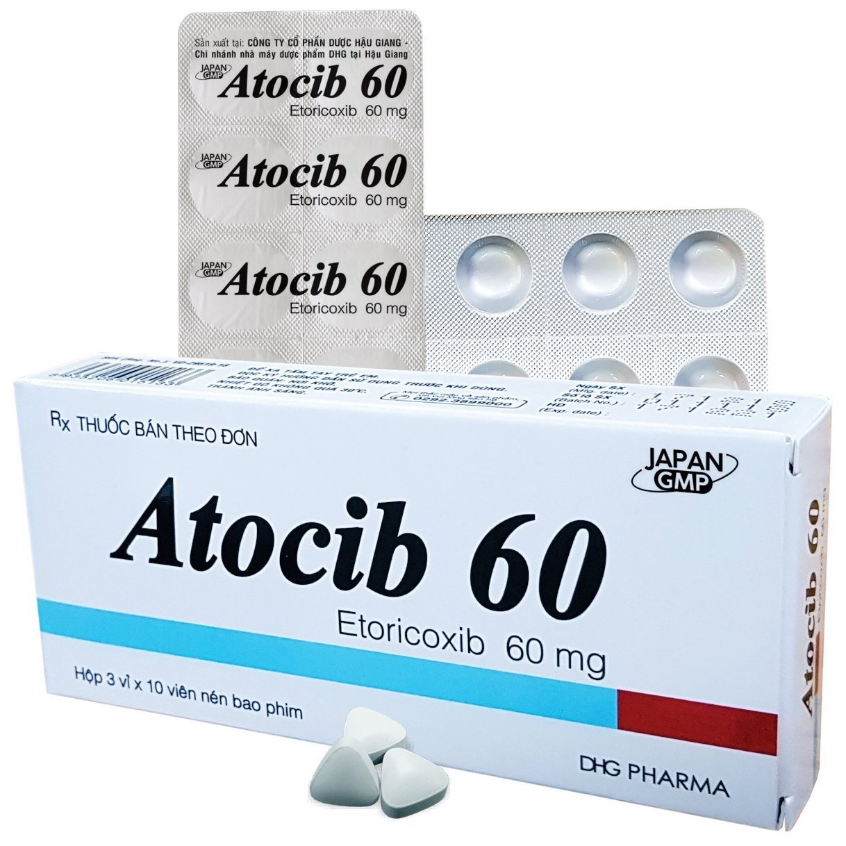 Thuốc bán theo đơn Atocib 60 có thành phần etoricoxib với hàm lượng 60 mg