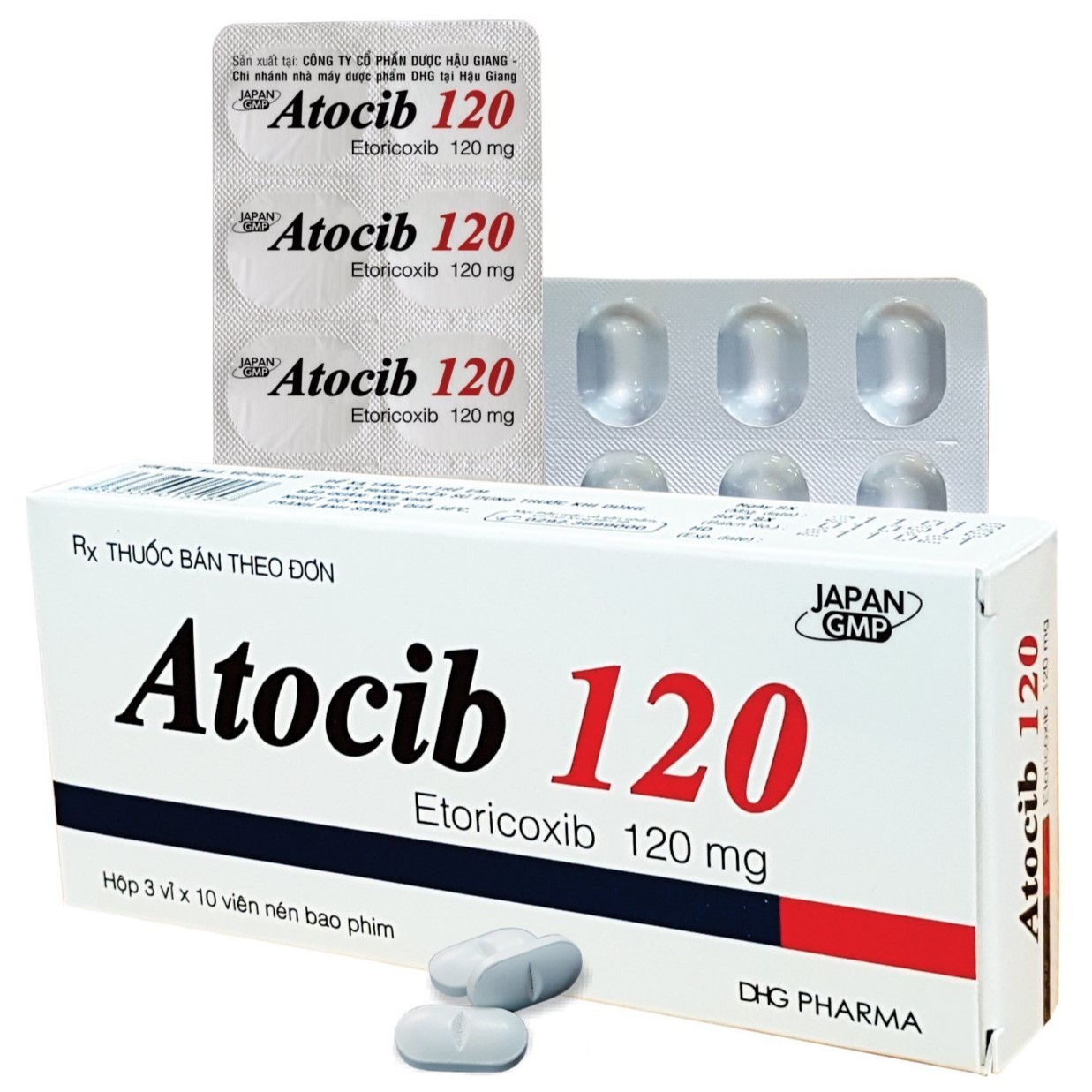 Thuốc bán theo đơn Atocib 120 có thành phần etoricoxib với hàm lượng 120 mg