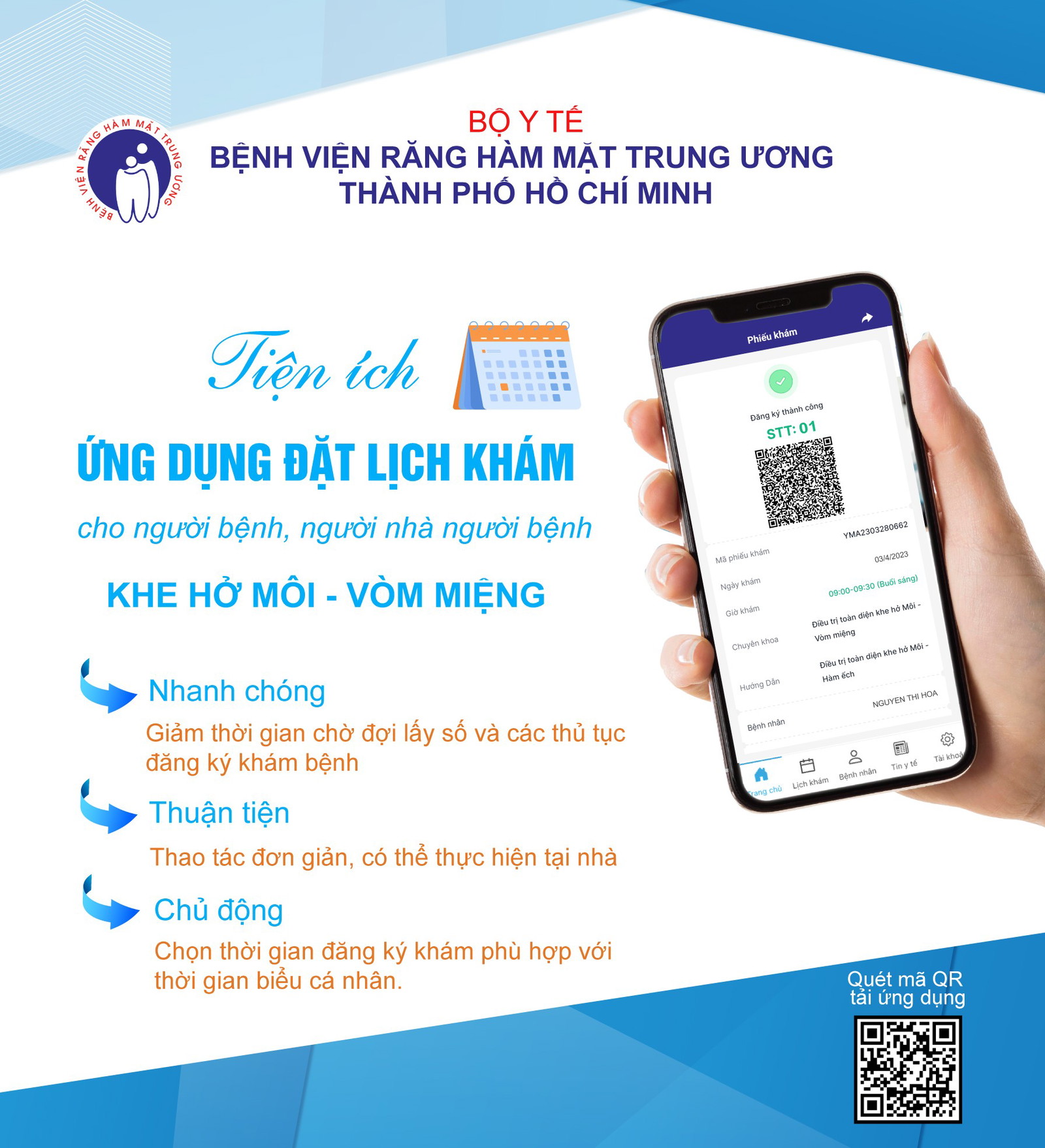 Tiện ích ứng dụng đặt lịch khám