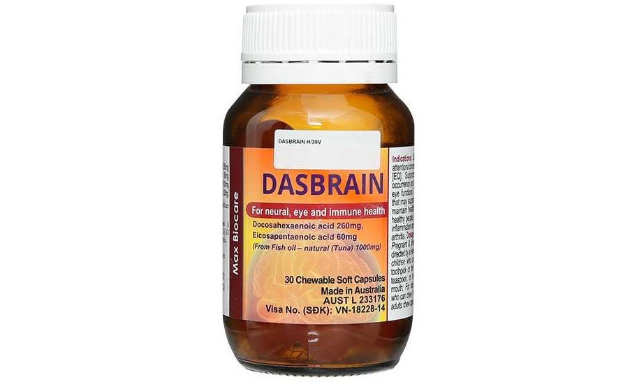 Thực phẩm chức năng bổ não Dasbrain được đóng gói 30 viên/hộp