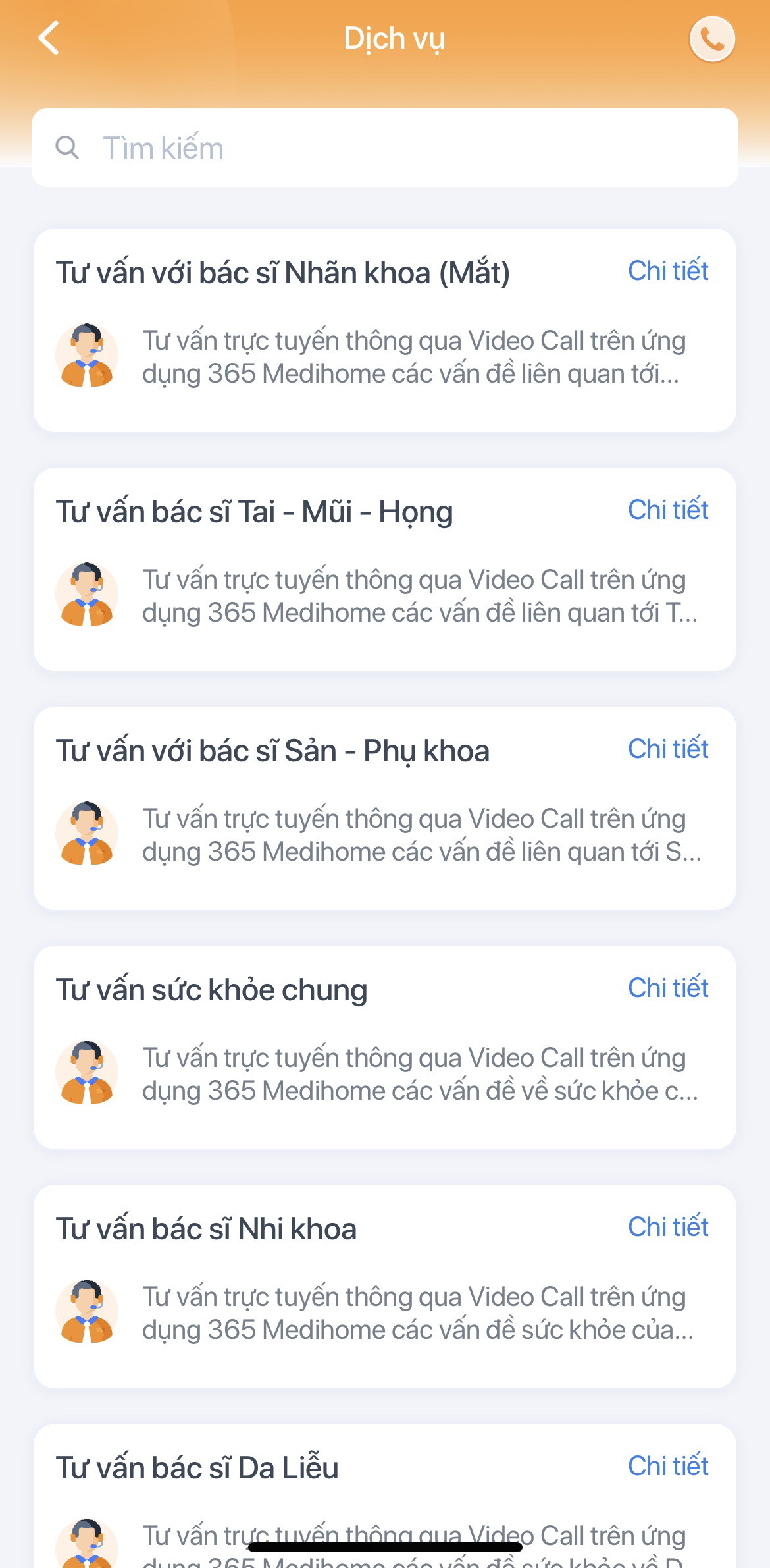 Các dịch vụ tư vấn bác sĩ online tại phòng khám đa khoa Dr. Binh Tele_clinic trên ứng dụng 365 Medihome