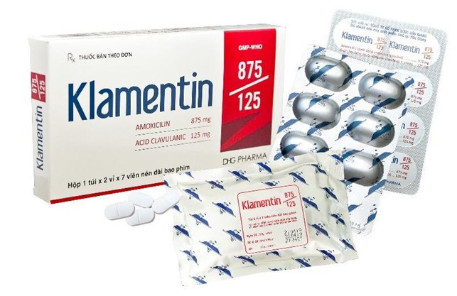 Thuốc bán theo đơn Klamentin 875/125 chứa 500 mg amoxicillin và 125 mg acid clavulanic