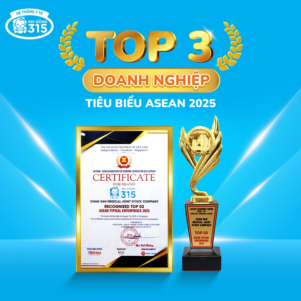 Top 5+ phòng khám Nhi đồng chất lượng tại TP.HCM bố mẹ cần lưu lại ngay 6 Nhi Đồng 315 cũng đồng thời đạt giải Top 03 Doanh nghiệp Tiêu biểu ASEAN Award 2025 tại Diễn đàn Kinh tế ASEAN lần thứ 6