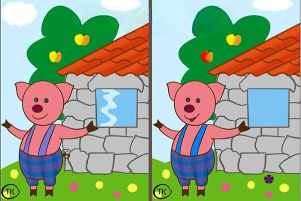 Bài tập cải thiện suy giảm nhận thức người cao tuổi - Bài 2: Tìm điểm khác nhau giữa 2 bức tranh 3 Muc do trung binh 1