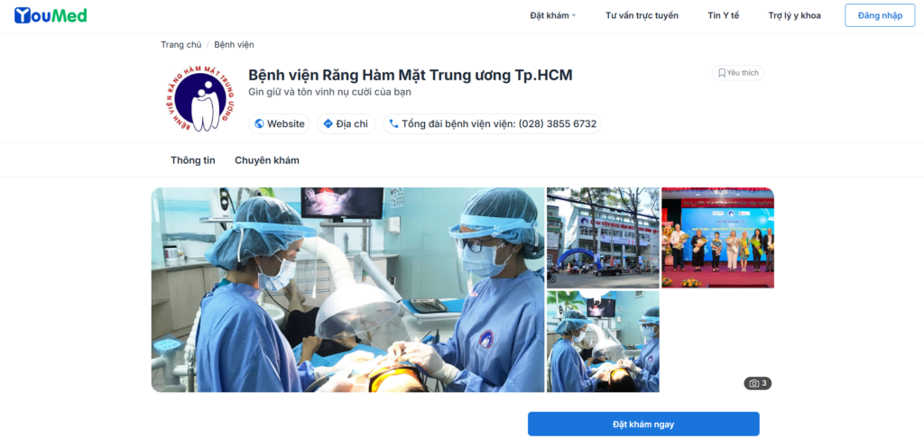 Đặt lịch khám Bệnh viện Răng Hàm Mặt Trung ương TPHCM qua ứng dụng Youmed