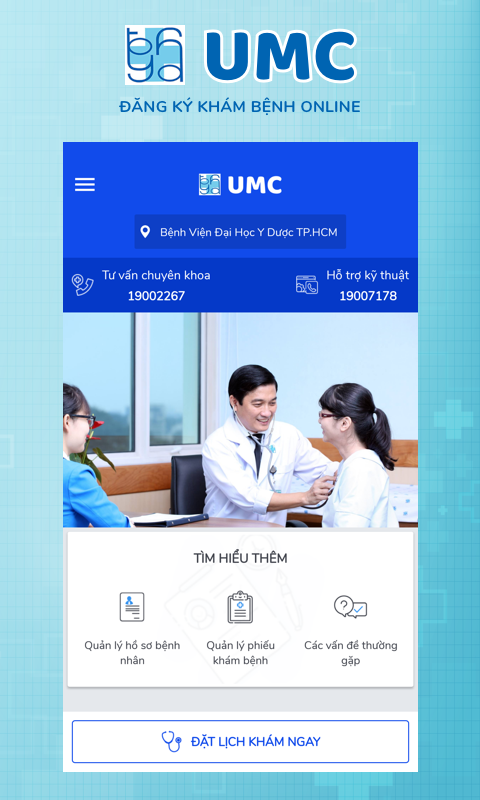 Đặt lịch khám Bệnh viện Đại học Y Dược qua ứng dụng UMC Care
