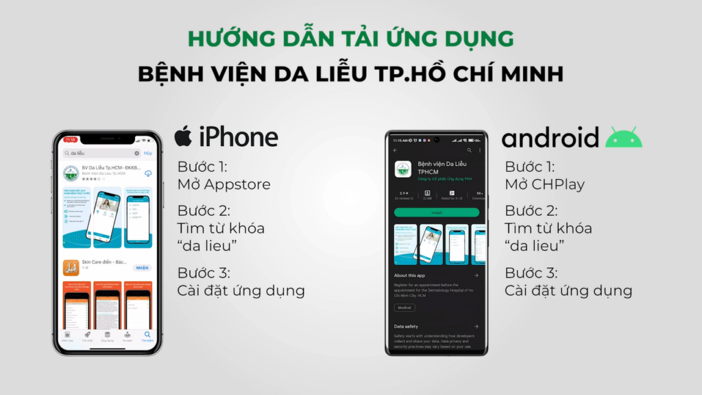 Hướng dẫn cach đặt lịch khám Bệnh viện Da liễu hạn chế tình chờ đợi, tiết kiệm thời gian 4 Giao diện ứng dụng đặt lịch khám Bệnh viện Da liễu TPHCM trên App Store và CH Pay