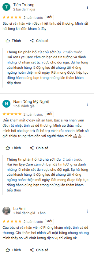 Đánh giá Phòng khám mắt Quận 1 - Hai Yen Eye Care