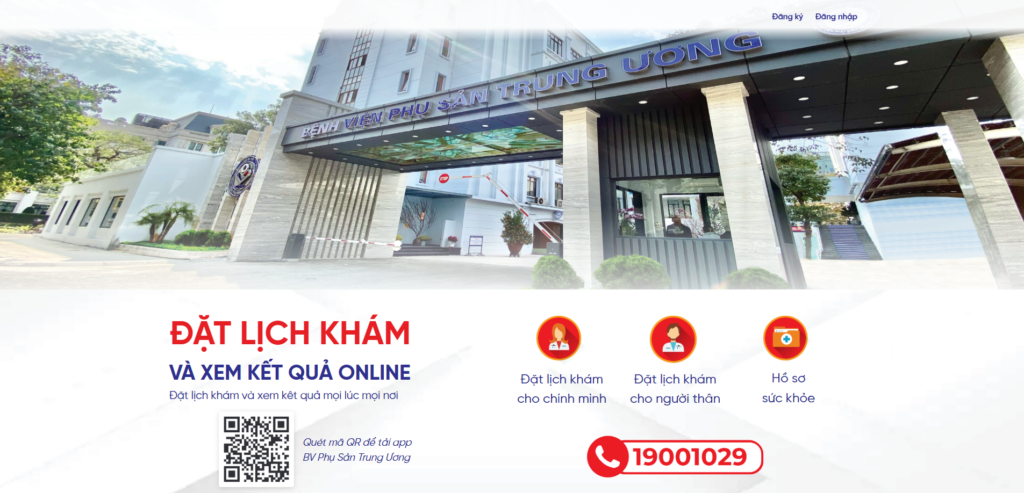 Hướng dẫn cách đặt lịch khám Bệnh viện Phụ sản Trung ương chi tiết A-Z 2026 4 Giao diện đặt lịch khám Bệnh viện Phụ sản Trung ương qua Website