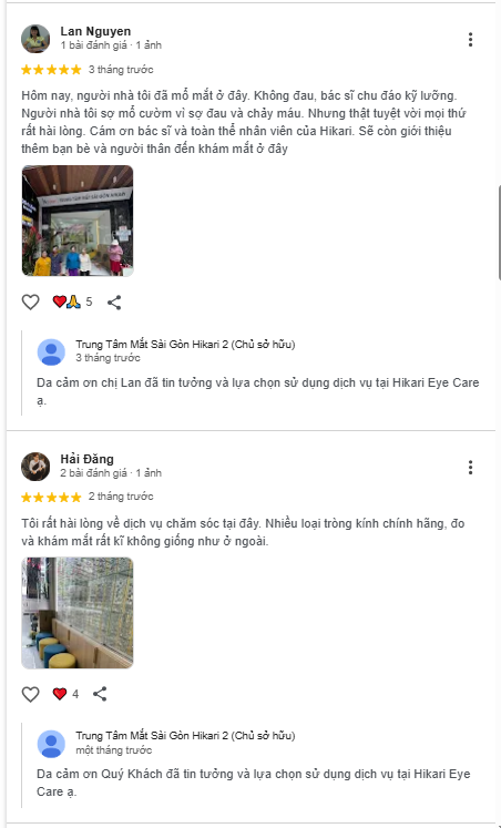 Đánh giá Trung tâm Mắt Sài Gòn Hikari