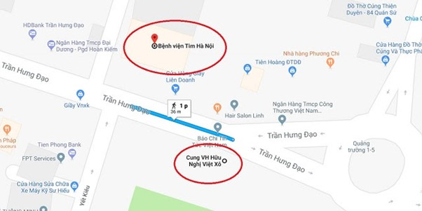 Bản đồ các tuyến đường đến BV Tim Hà Nội