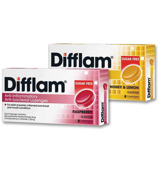 Viên ngậm Difflam hiện có 2 vị: Vị chanh mật ong và vị mâm xôi