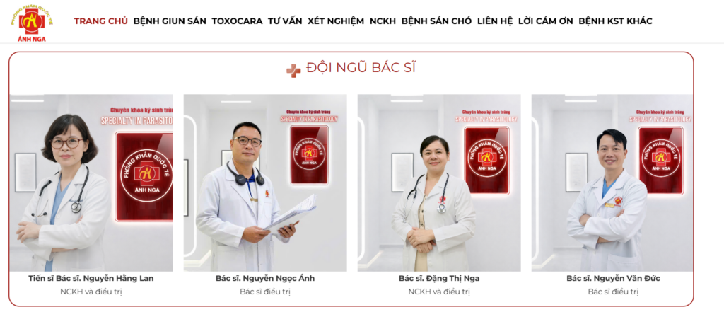 Review Phòng khám Ký sinh trùng Ánh Nga chi tiết 2026 3 Đội ngũ bác sĩ tại phòng khám Ký sinh trùng Ánh Nga là những chuyên gia hàng đầu lĩnh vực y tế