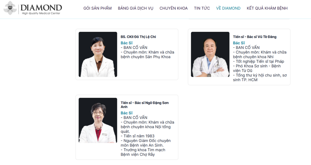Đội ngũ bác sĩ Phòng khám Đa khoa Diamond là những chuyên gia y tế hàng đầu, từng có nhiều năm công tác