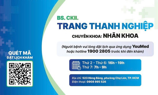 Danh thiếp bác sĩ Nghiệp, người bệnh có thể đặt lịch khám thông qua ứng dụng YouMed