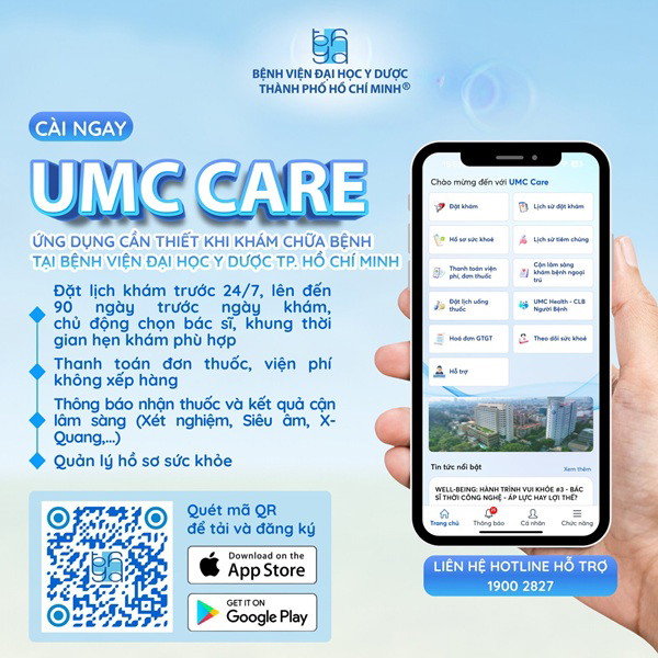 Ứng dụng UMC Care của bệnh việc giúp chủ động lịch khám