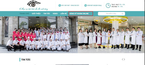 Hướng dẫn khám, chữa bệnh tại Bệnh viện Mắt Long Xuyên 4 Khách hàng có thể đặt lịch khám bằng thanh công cụ bên phải trang chủ
