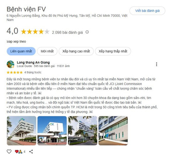 Top 10 Phòng khám Tai Mũi Họng Quận 7 uy tín, được đánh giá cao 7 Đánh giá bệnh viện FV từ bệnh nhân