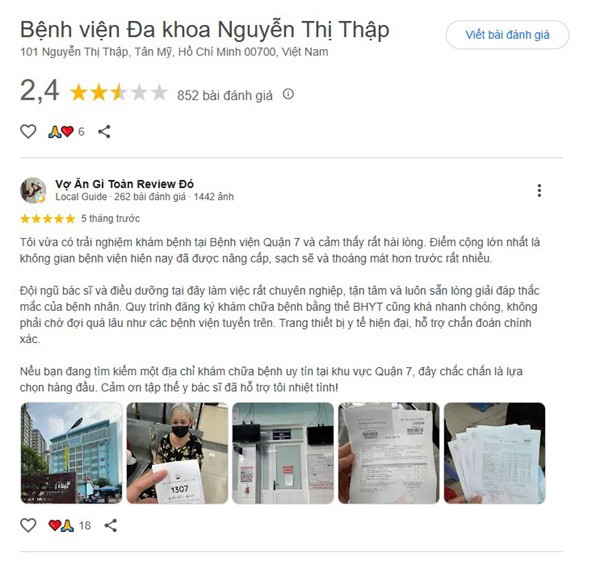 Top 10 Phòng khám Tai Mũi Họng Quận 7 uy tín, được đánh giá cao 9 Đánh giá từ bệnh nhân về Bệnh viện Quận 7