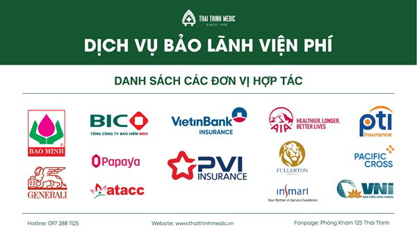 Những lưu ý quan trọng khi đặt lịch tại Phòng khám Phụ khoa Thái Thịnh (Thái Thịnh Medic) 5 Phòng khám hiện tại đang liên kết với các đối tác bảo hiểm như trên