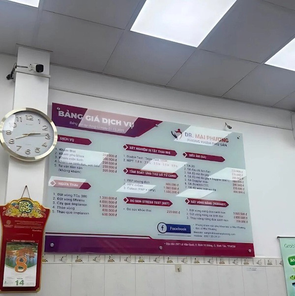 Hướng dẫn khám, chữa bệnh tại Phòng khám Sản phụ khoa Mai Phương 5 Bảng giá dịch vụ tại phòng khám được niêm yết công khai