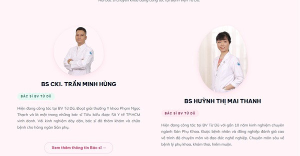 Bác sĩ Hùng và Bác sĩ Thanh là 2 bác sĩ có nhiều năm công tác tại Bệnh viện Từ Dũ