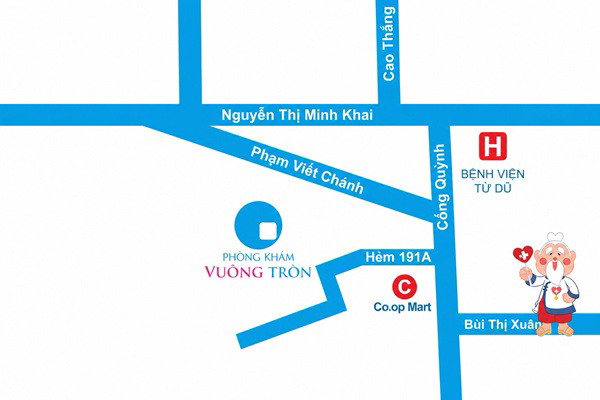 Bản đồ hướng dẫn đi đến Phòng khám Sản phụ khoa Vuông Tròn